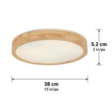 LED Lights 15FM-WO - Wood flusmount 15.1"2000 LUMENS 3000 K