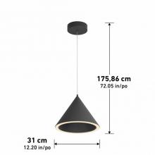 LED Lights PDT-DEC-BL - BLACK PENDANT 3cct 1400 LUMENS 3000 K - 4000 K - 5000 K