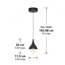 LED Lights PDT-1GL-HD2BL - 1-LED Black Pendant Light 550 LUMENS 3000 K