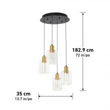 LED Lights PDT4-CG - Globe LED Integrated 4-Light pendant1700 LUMENS 3000 K