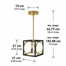 LED Lights PDT-ASC-BG - Integrated LED Mini Pendant Bl/Gold800 LUMENS 3000 K