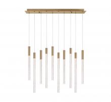 Lib & Co. CA 12274-037 - Gravina ,10 Light Rectangular LED Chandelier, Brushed Brass, Clear Crystal