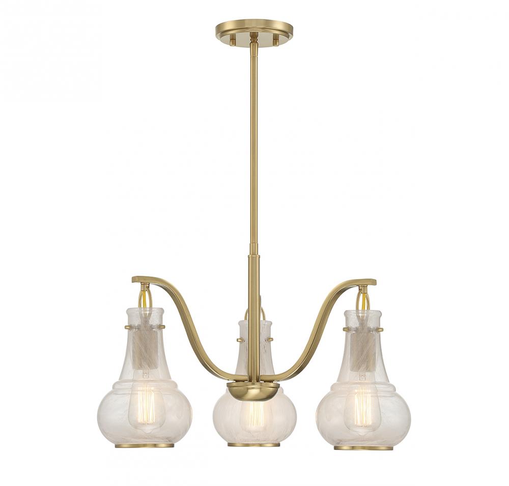 Adams 3-Light Chandelier in Warm Brass