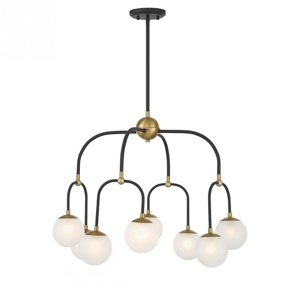 Couplet 8-Light Chandelier in Matte Black with Warm Brass Accents