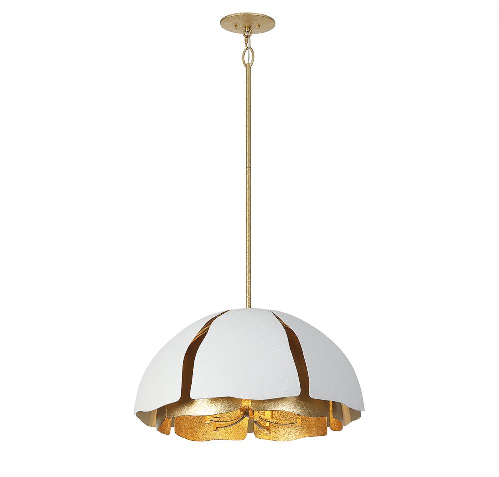 Brewster 5-Light Pendant in Cavalier Gold with Royal White