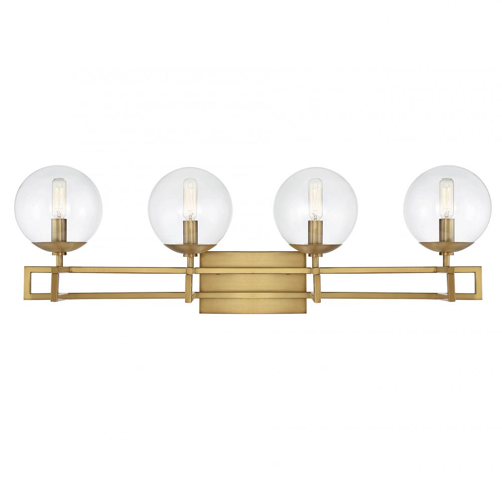 Crosby 4-Light Bathroom Vanity Light in Warm Brass