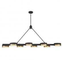 Savoy House 1-1636-8-143 - Ashor 8-Light LED Linear Chandelier in Matte Black with Warm Brass Accents