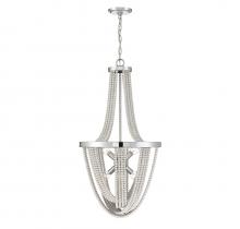 Savoy House 1-1765-6-110 - Contessa 6-Light Chandelier in Polished Chrome with Wooden Beads