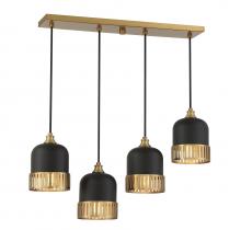 Savoy House 1-1811-4-143 - Eclipse 4-Light Linear Chandelier in Matte Black with Warm Brass Accents