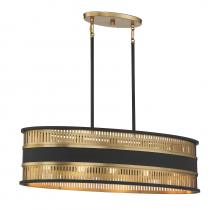 Savoy House 1-1813-5-143 - Eclipse 5-Light Linear Chandelier in Matte Black with Warm Brass Accents