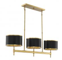 Savoy House 1-187-3-143 - Delphi 3-Light Linear Chandelier in Matte Black with Warm Brass Accents