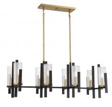 Savoy House 1-1907-8-143 - Midland 8-Light Linear Chandelier in Matte Black with Warm Brass Accents