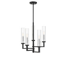 Savoy House 1-2135-5-67 - Folsom 5-Light Adjustable Chandelier in Matte Black with Polished Chrome Accents