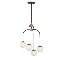 Savoy House 1-6697-4-143 - Couplet 4-Light Chandelier In Matte Black With Warm Brass Accents