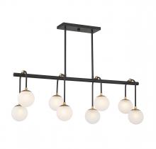 Savoy House 1-6699-8-143 - Couplet 8-Light Linear Chandelier In Matte Black With Warm Brass Accents