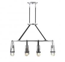 Savoy House 1-7708-6-67 - Denali 6-Light LED Linear Chandelier in Matte Black with Polished Chrome Accents