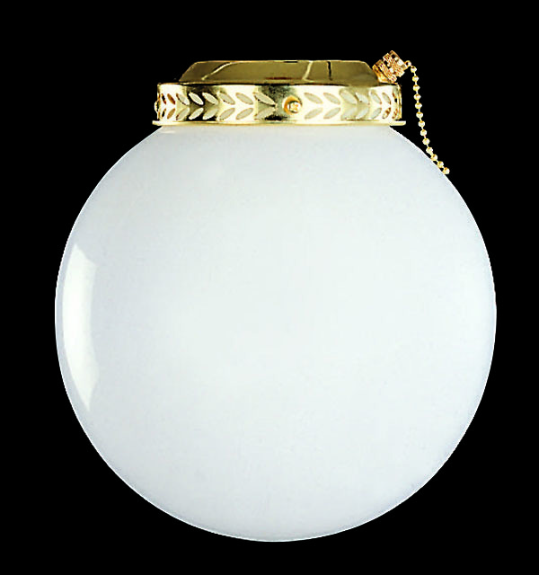 1 Light Globe Fan Light Kit in White with Opal Glass