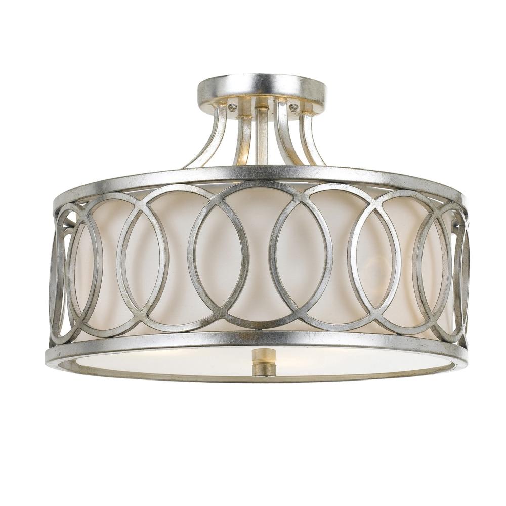 Libby Langdon for Crystorama Graham 3 Light Antique Silver Semi Flush Mount