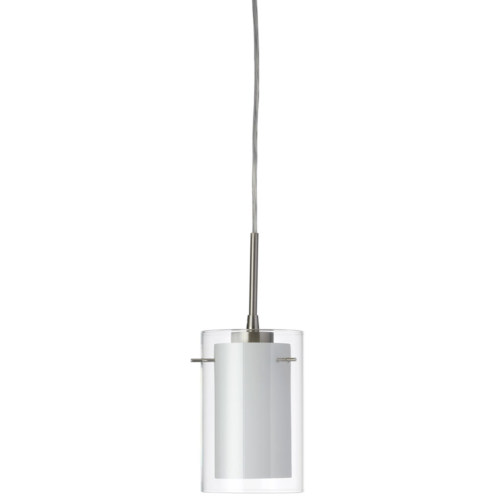 Single Pendant Satin Chrome Clear/White Glass