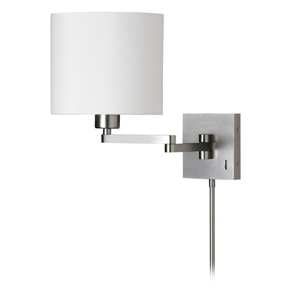 1LT Double Swing Arm Wall Lamp, MB w/ WH Shade