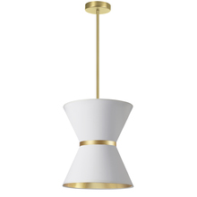 Dainolite CTN-121P-AGB-692 - 1LT Incand Pendant, AGB With GLD ring, WH/GLD Shade