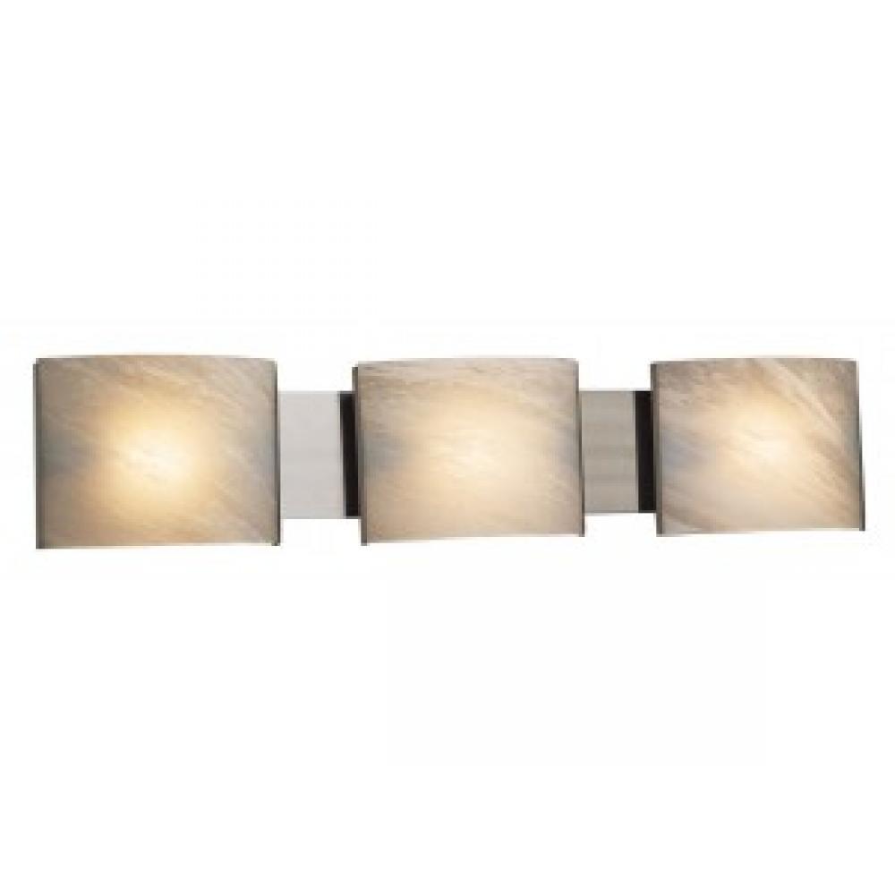 3 Light Vanity; Opal White glass in a Brushed Nickel finish with the following dimensions W: 30.5