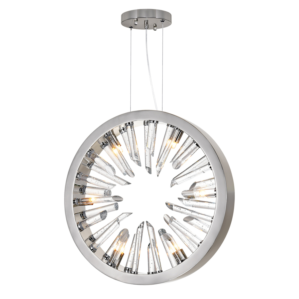 Spiked 6 Light Chandelier With Polished Nickle Finish