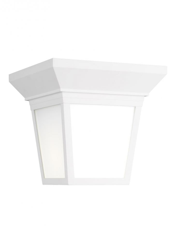 Lavon modern 1-light outdoor exterior ceiling ceiling flush mount in white finish with smooth white
