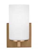 Generation Lighting 4139101EN3-848 - Hettinger traditional indoor dimmable LED 1-light wall bath sconce in a satin brass finish with etch