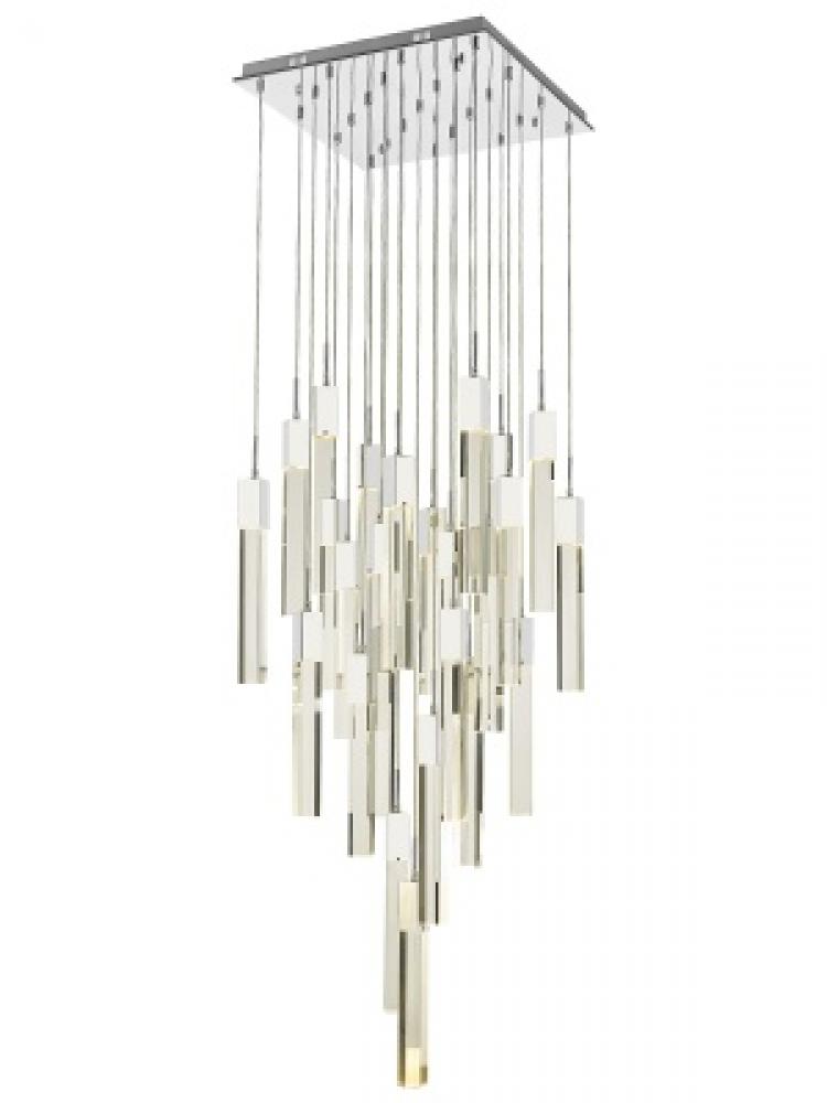 The Original Glacier Avenue Collection Chrome 25 Light Pendant Fixture With Clear Crystal