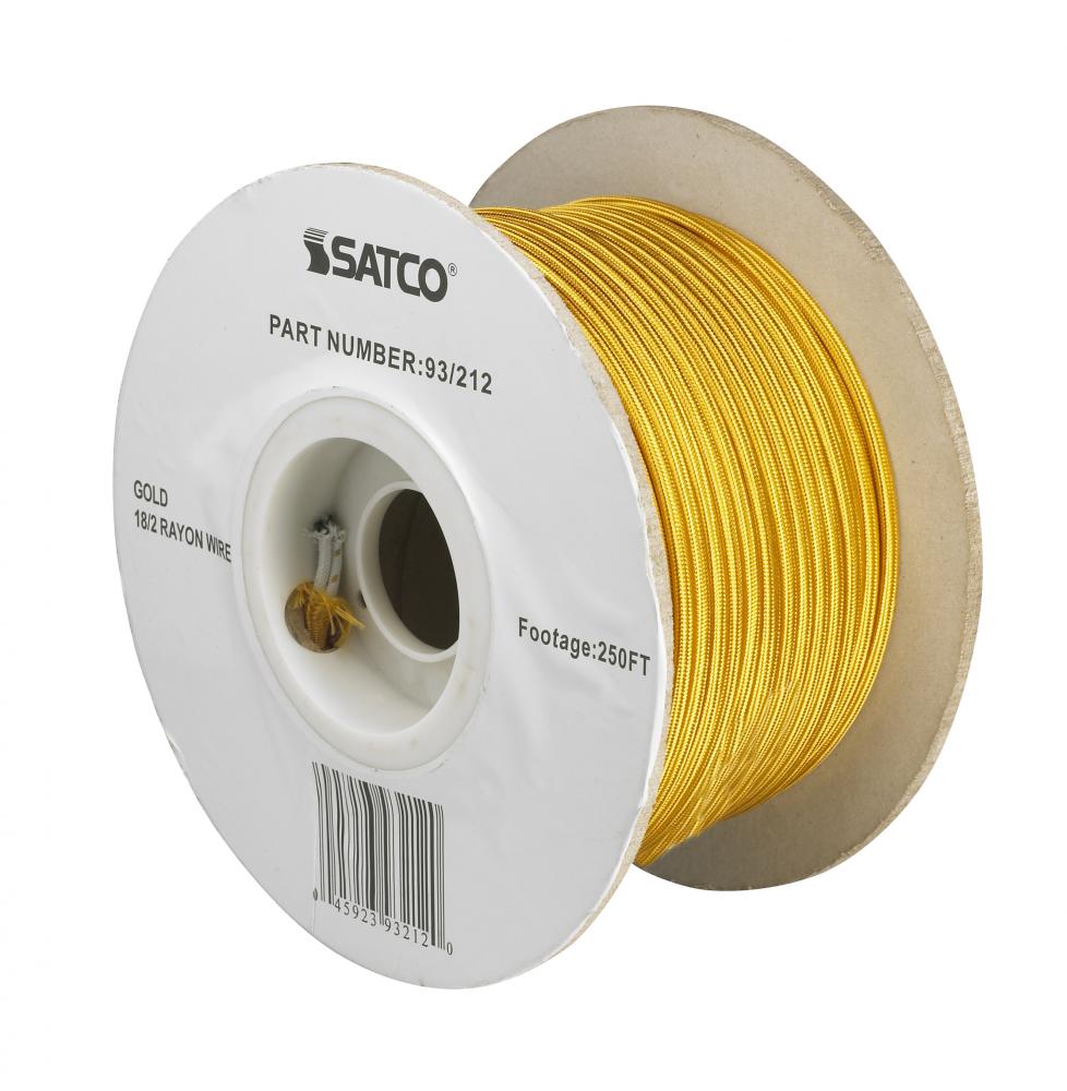 Pulley Bulk Wire; 18/2 Rayon Braid 90C; 250 Foot/Spool; Gold