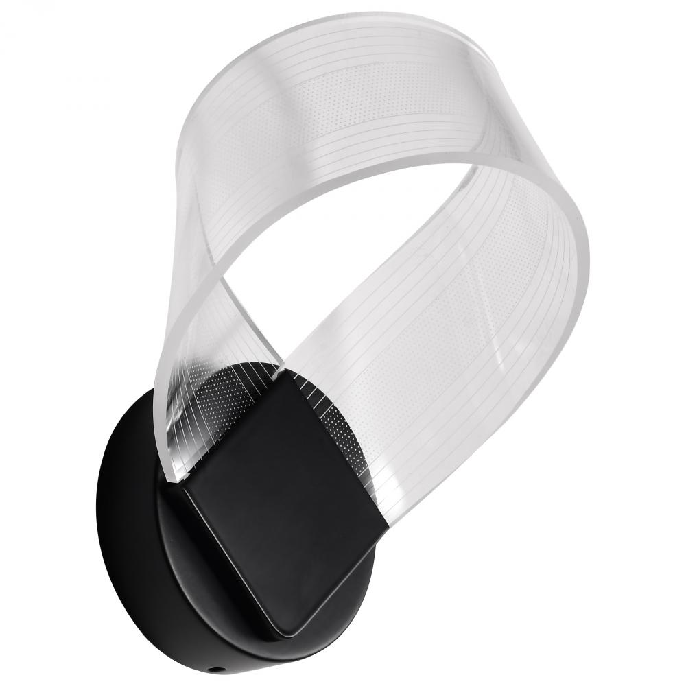 Barnett; 8 Inch LED Wall Sconce; Matte Black; Etched Acrylic Lens