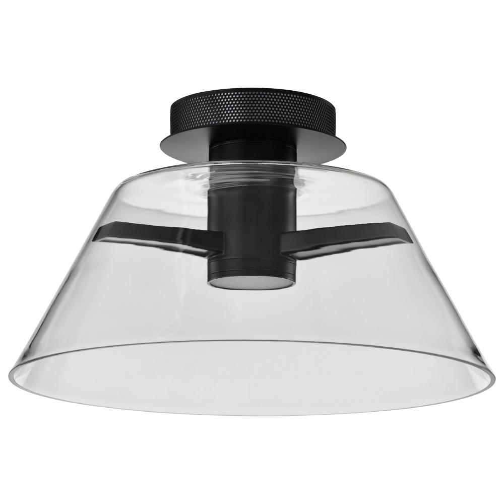 Edmond; 17 Inch LED Semi Flush; Matte Black with Clear Glass