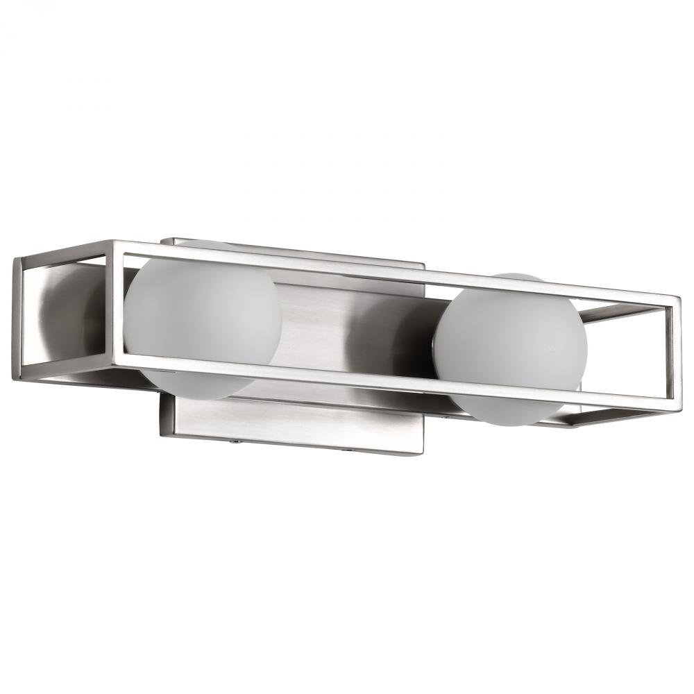 Jenkins; 16 Inch 2 Light LED Vanity; Brushed Nickel with Frosted Glass