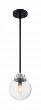 Nuvo 60/7131 - Axis - 1 Light Pendant with Clear Glass - Matte Black and Brushed Nickel Accents Finish