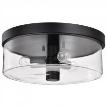 Nuvo 60/8065 - Clarksville; 15 Inch Flush Mount; Matte Black with Clear Glass