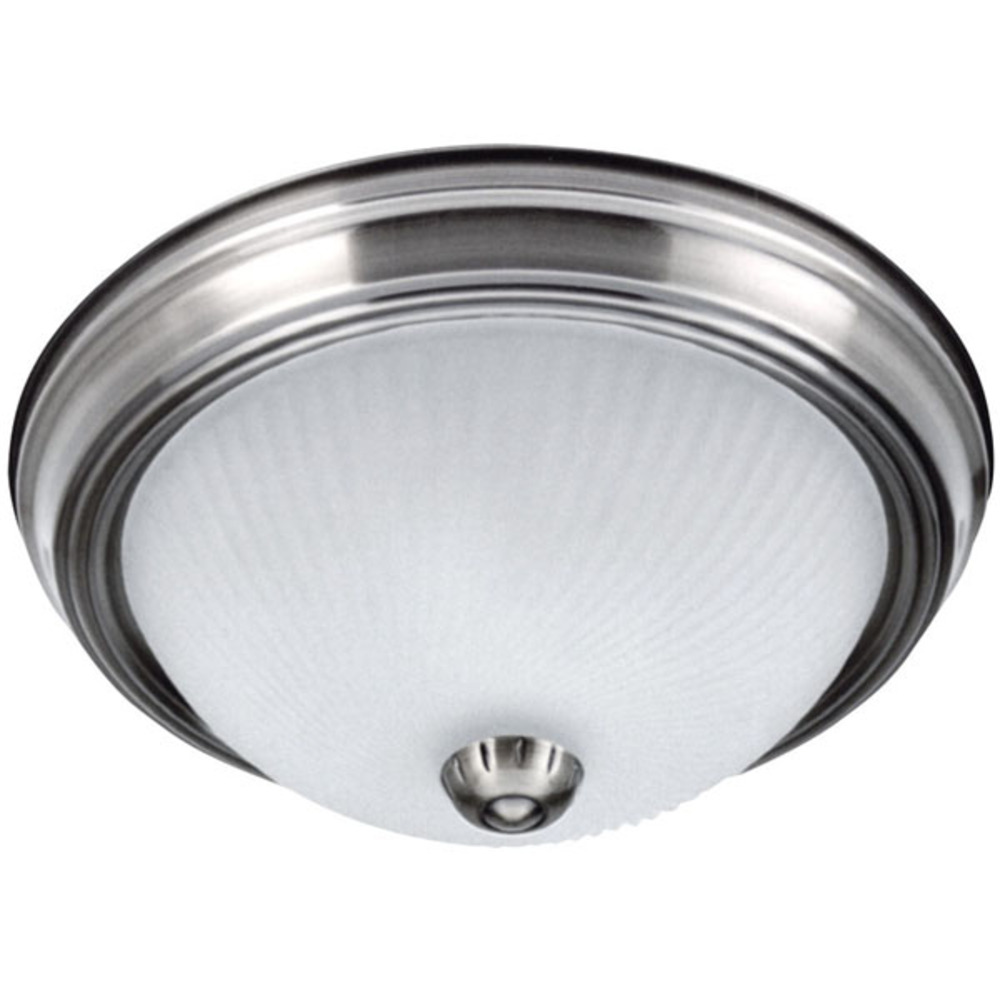 Fmount, 11" 2 Bulb Flushmount, Frosted Swirl Glass, 40W Type A