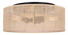 Canarm IFM1149A15NBK - BELLAMY, 3 Lt Flush Mount, Natural Rattan Shade, 60W Type A, 15" W x 7" H, Easy Connect Inc.