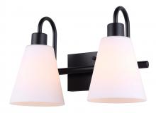 Canarm IVL1132A02BK - WYLER, IVL1132A02BK, MBK Color, 2 Lt Vanity, Flat Opal Glass, 60W Type A