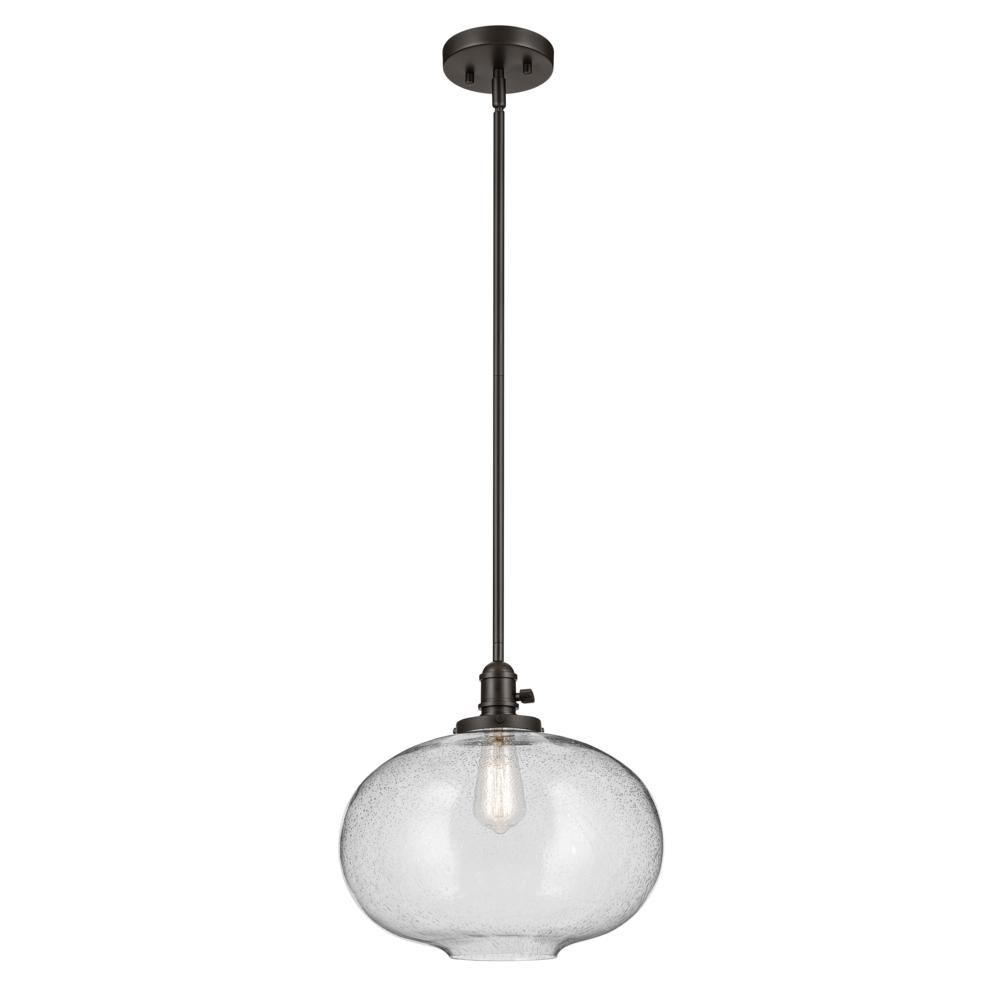 Avery 14" 1-Light Globe Pendant with Clear Seeded Glass in Olde Bronze