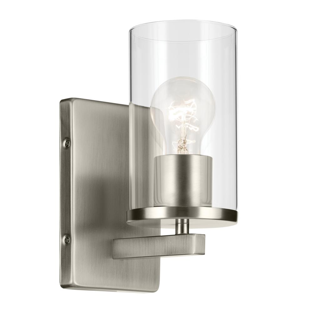Crosby 4.5" 1-Light Wall Sconce with Clear Glass in Brushed Nickel