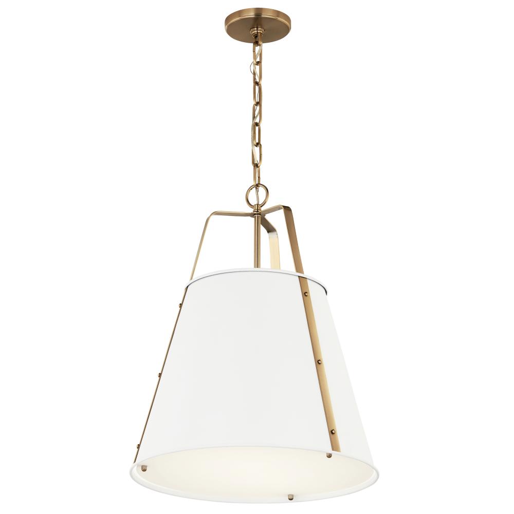 Etcher 18 Inch 2 LT Pendant with Etched Painted White Glass Diffuser in White and Champagne Bronze