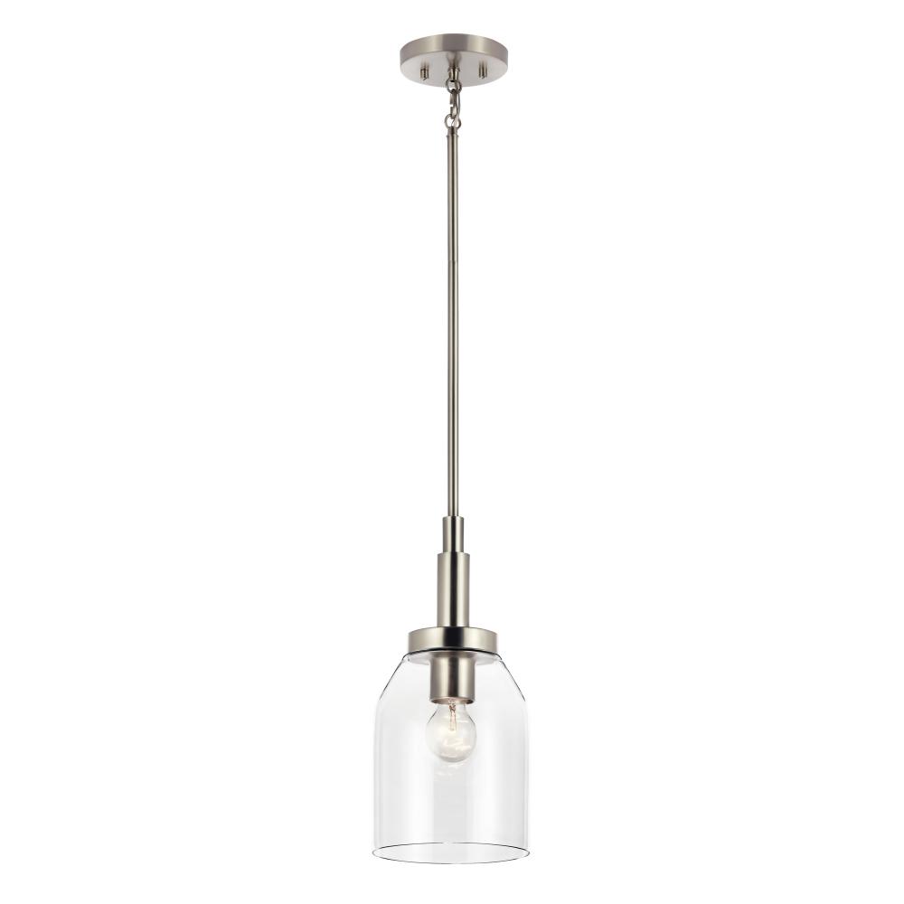 Madden 15 Inch 1 Light Mini Pendant with Clear Glass in Brushed Nickel