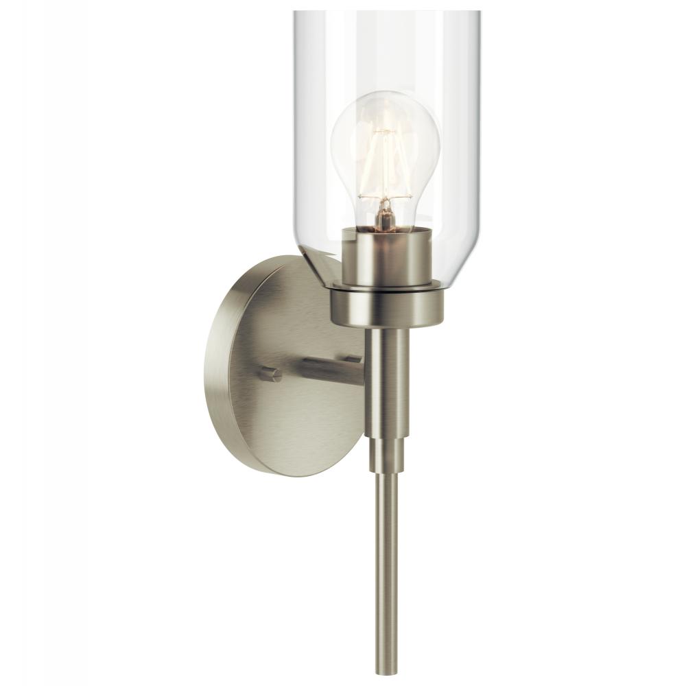 Madden 14.75 Inch 1 Light Wall Sconce with Clear Glass in Brushed Nickel