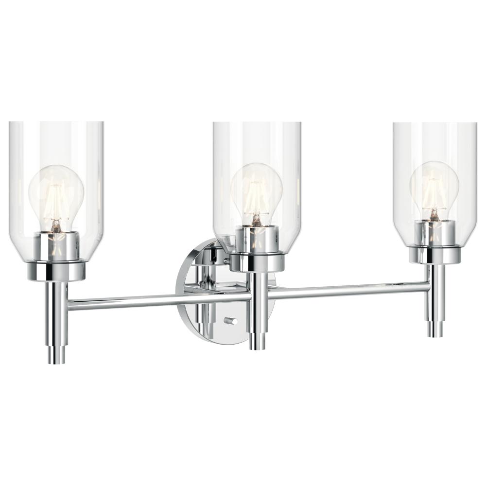 Madden 24 Inch 3 Light Vanity with Clear Glass in Chrome