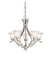 Kichler 2020NI - Dover 23" 5 Light Chandelier with Etched Seeded Glass in Brushed Nickel