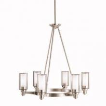 Kichler 2344NI - Circolo 26.5" 6 light Round Chandelier with Clear Outer and Satin Etched Inner Cylinders Brushed