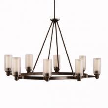 Kichler 2345OZ - Circolo 27" 8 Light Oval Chandelier with Clear Outer and Umber Etched Inner Cylinders in Olde Br