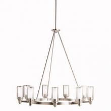 Kichler 2346NI - Circolo 35.5" 9 Light Round Chandelier with Clear Outer and Satin Etched Inner Cylinders in Brus