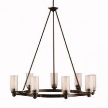 Kichler 2346OZ - Circolo 35.5" 9 Light Round Chandelier with Clear Outer and Umber Etched Inner Cylinders Olde Br